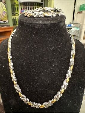 Nina Ricci Two-Tone XO Necklace and Bracelet Set
